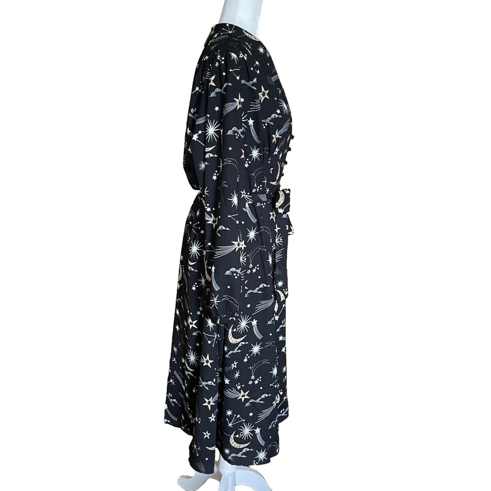 Joanie Babs Celestial Moon Star V Neck Midi Dress Size 14 - Picture 5 of 15